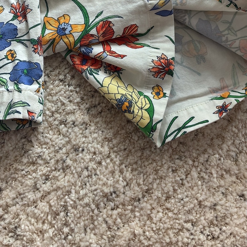 White Floral Print Skirt / Dress Hem